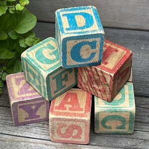 Vintage Wood ABC Blocks Set of 8